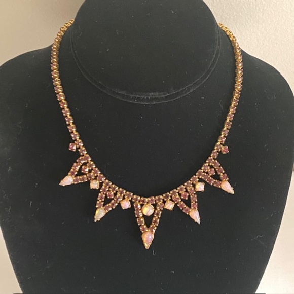 RARE Juliana Delizza & Elster Rhinestone Opal Cabochons Necklace - Picture 1 of 7